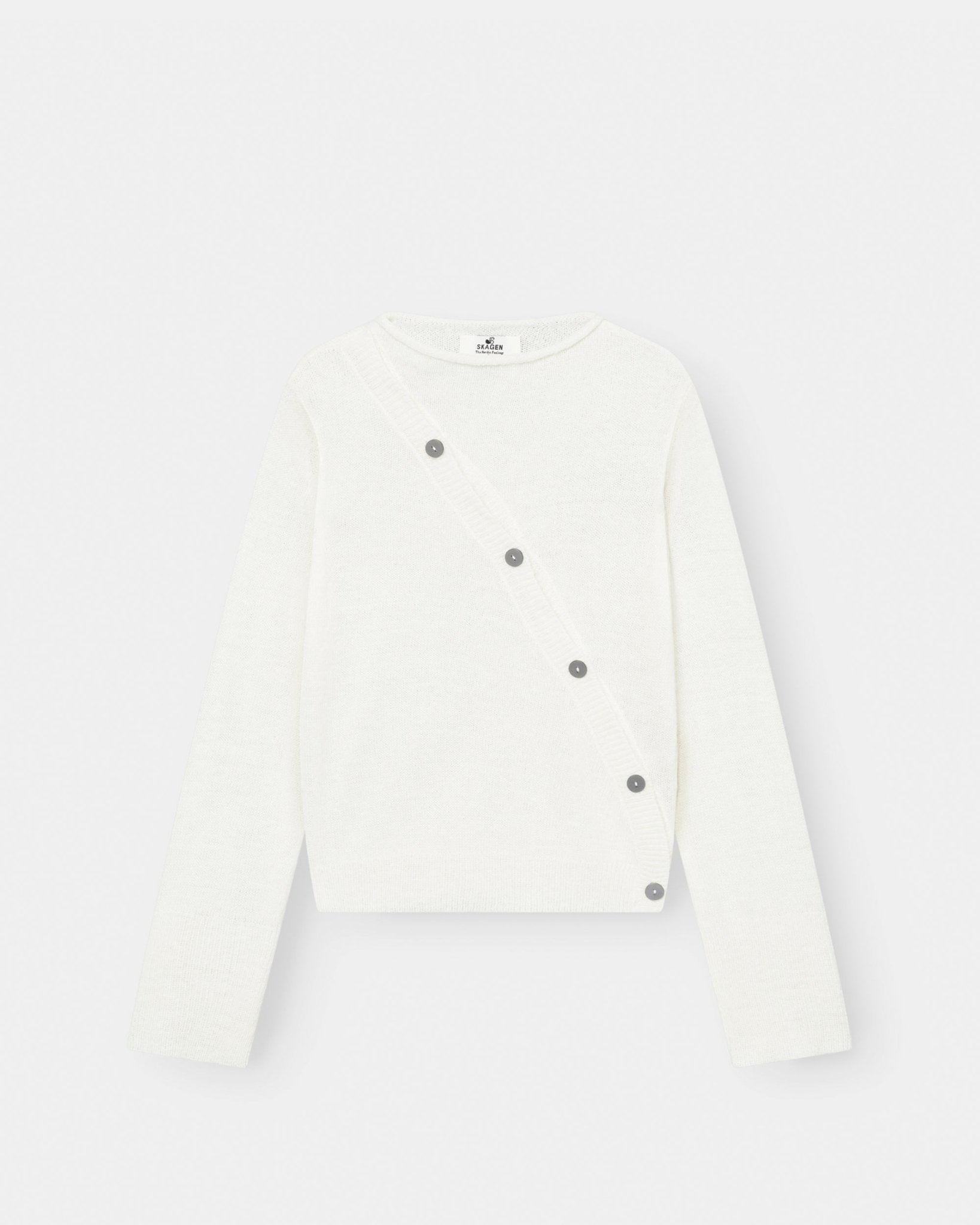 Asymmetrisk Cardigan Cremehvid | Skagen - clothing.dk